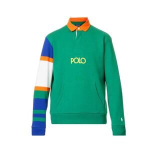 New Polo Ralph Lauren Fleece Rugby Pullover Green Sweatshirt Hi‎ Tech 1992 Sz S